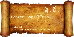 Menzer Boglárka névjegykártya
